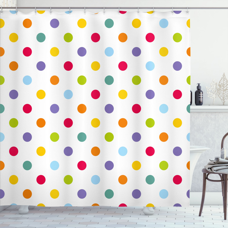 Cheerful Design Polka Dot Shower Curtain