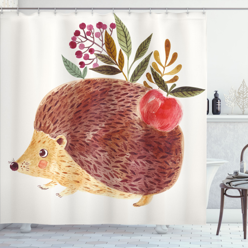 Hedgehog Watercolor Shower Curtain