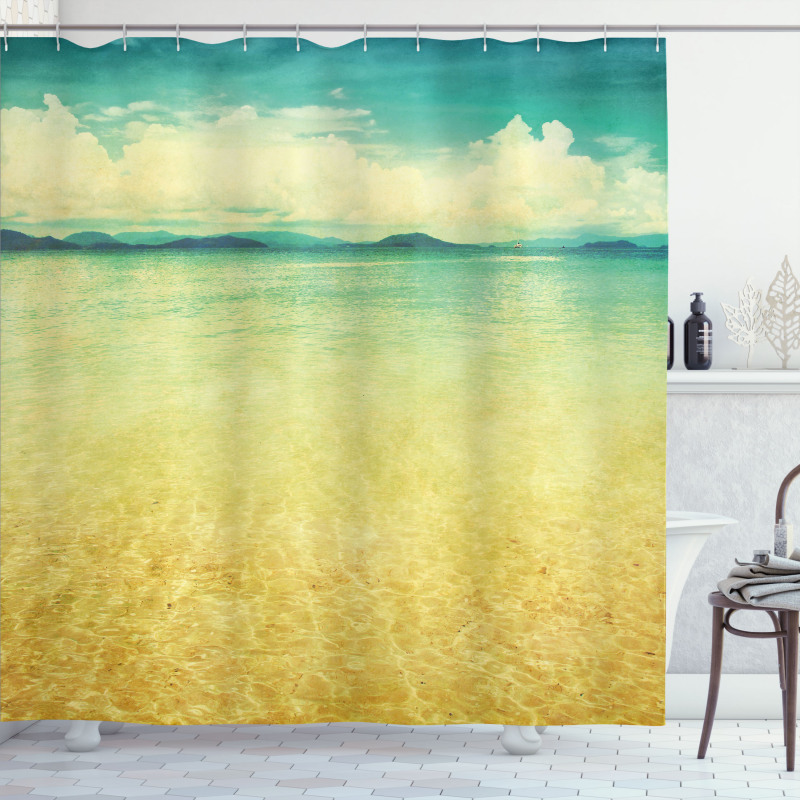 Vintage Grunge Sea View Shower Curtain