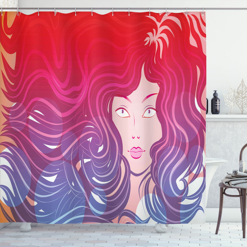 Little Mermaid Face Hair Shower Curtain