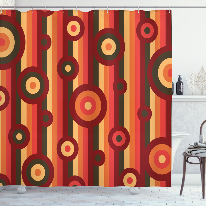 Circles Dots Stripes Art Shower Curtain