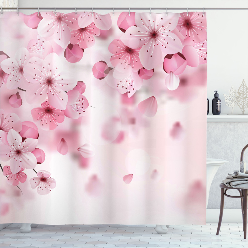 Eastern Sakura Flowers Shower Curtain