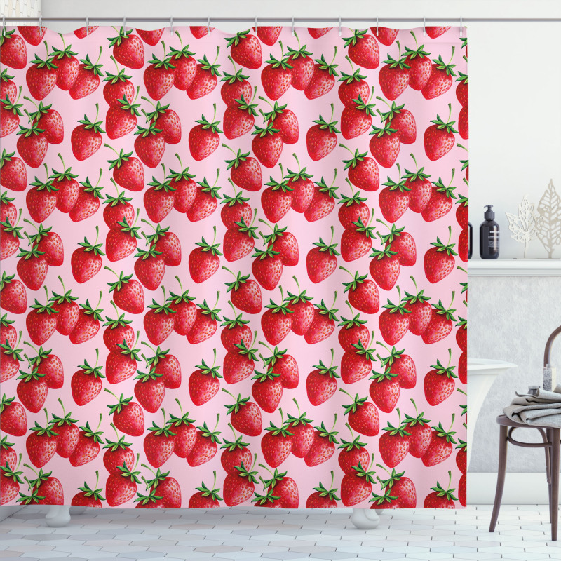 Juicy Strawberries Fruit Shower Curtain