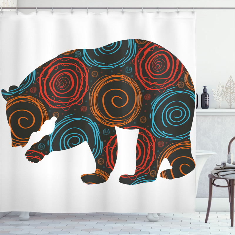 Bear Circles Dots Shower Curtain