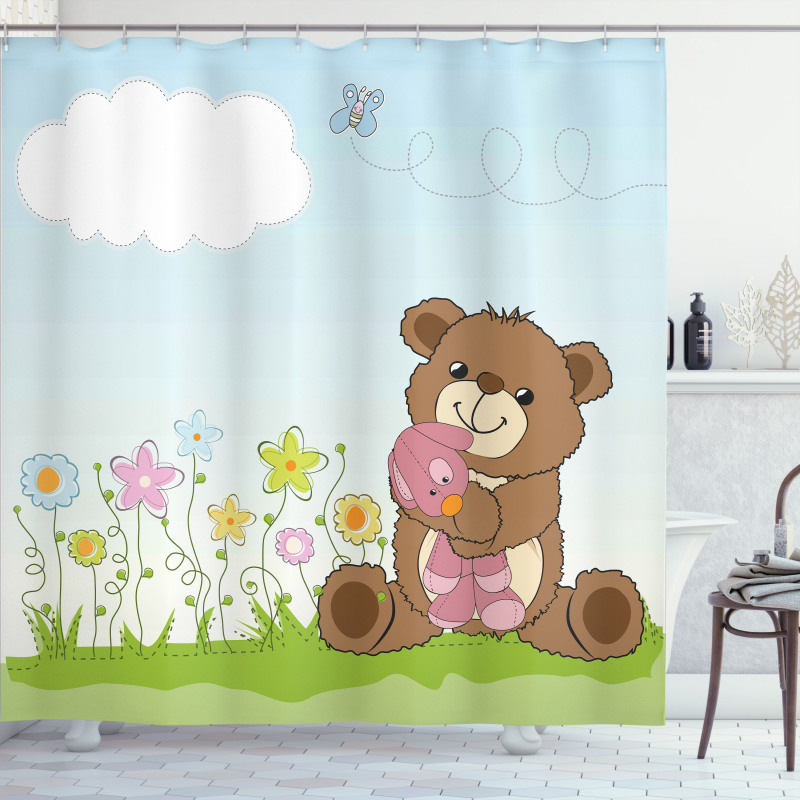 Cartoon Teddy Bear and Toy Shower Curtain