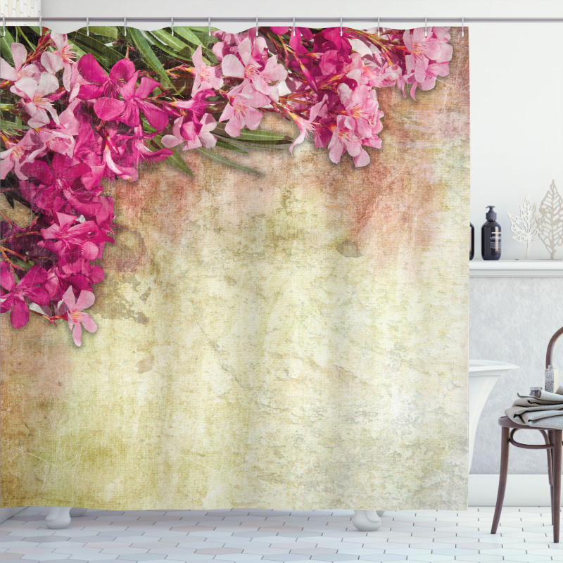 Vintage Oleander Flowers Shower Curtain