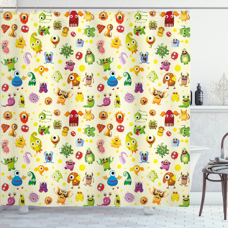 Cartoon Monsters Shower Curtain