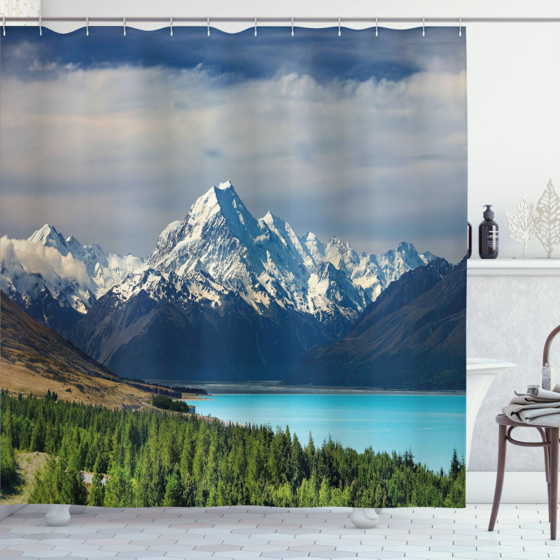 Mount Cook Pukaki Lake Shower Curtain