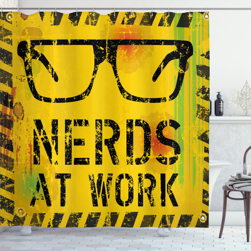 Nerds at Work Grungy Shower Curtain