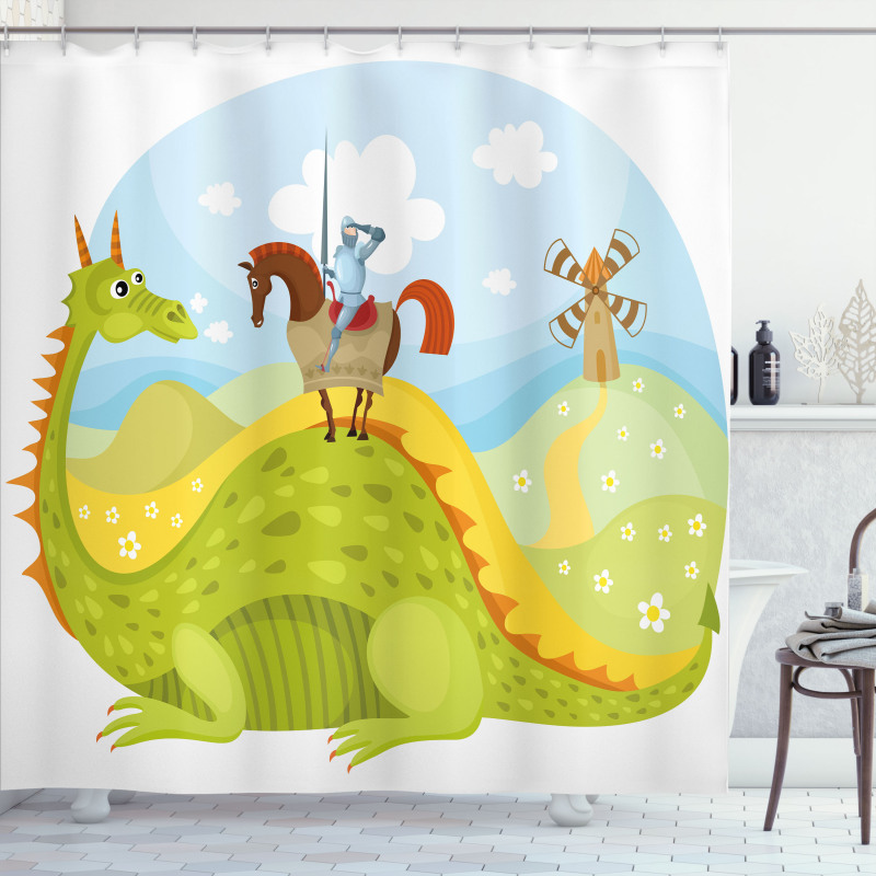 Knight and His Horse Shower Curtain