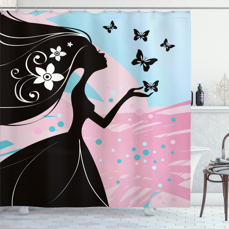 Butterfly Floral Head Shower Curtain