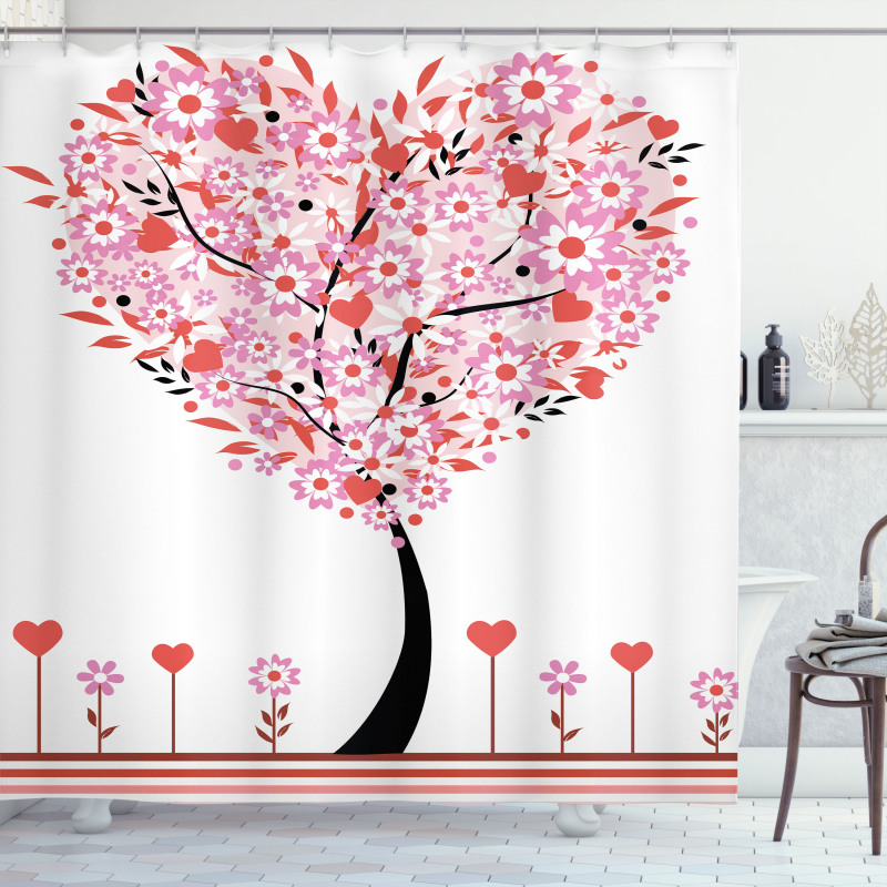 Heart Shaped Tree Shower Curtain