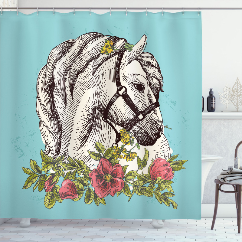 Boho Horse Opium Popy Shower Curtain