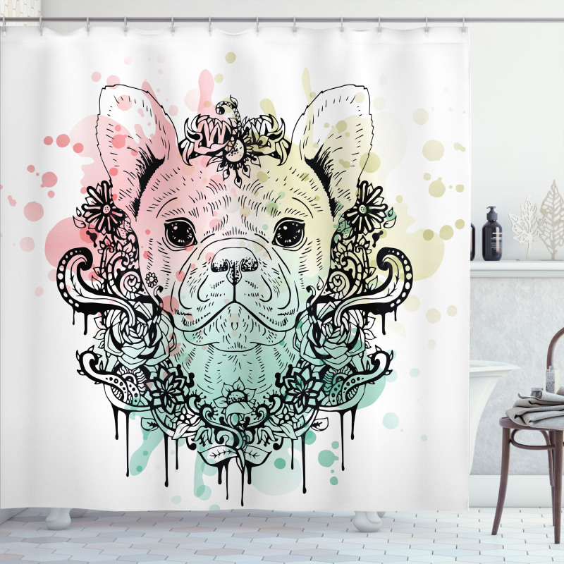 French Bulldog Flowers Shower Curtain