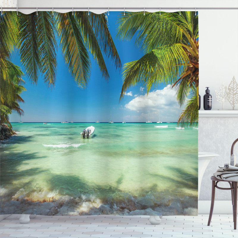 Surreal Sea Palm Tree Shower Curtain