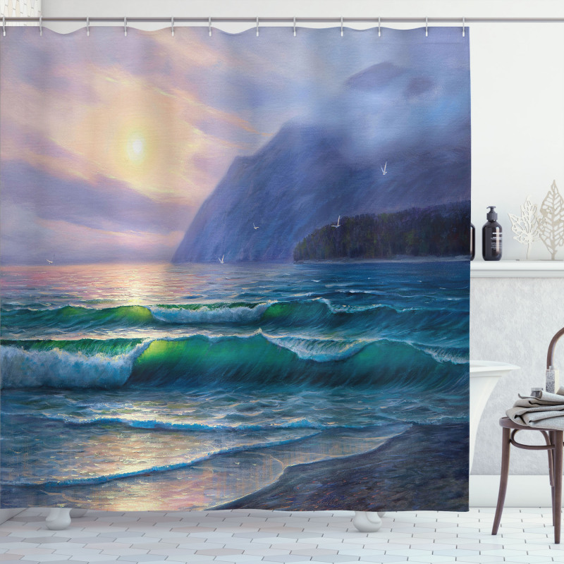 Ocean Morning Mountain Shower Curtain