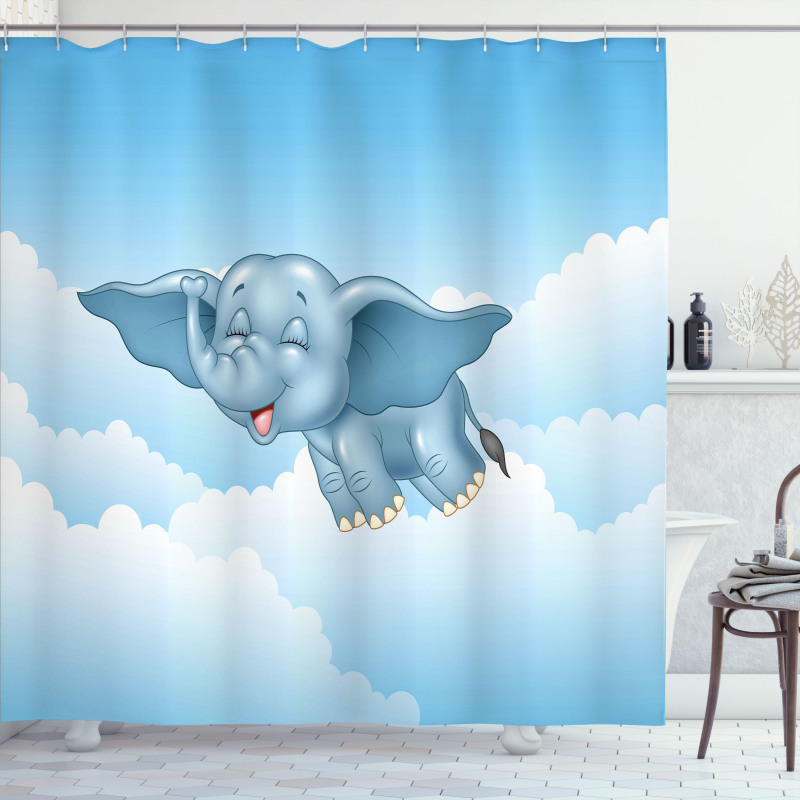 Baby Elephant and Clouds Shower Curtain
