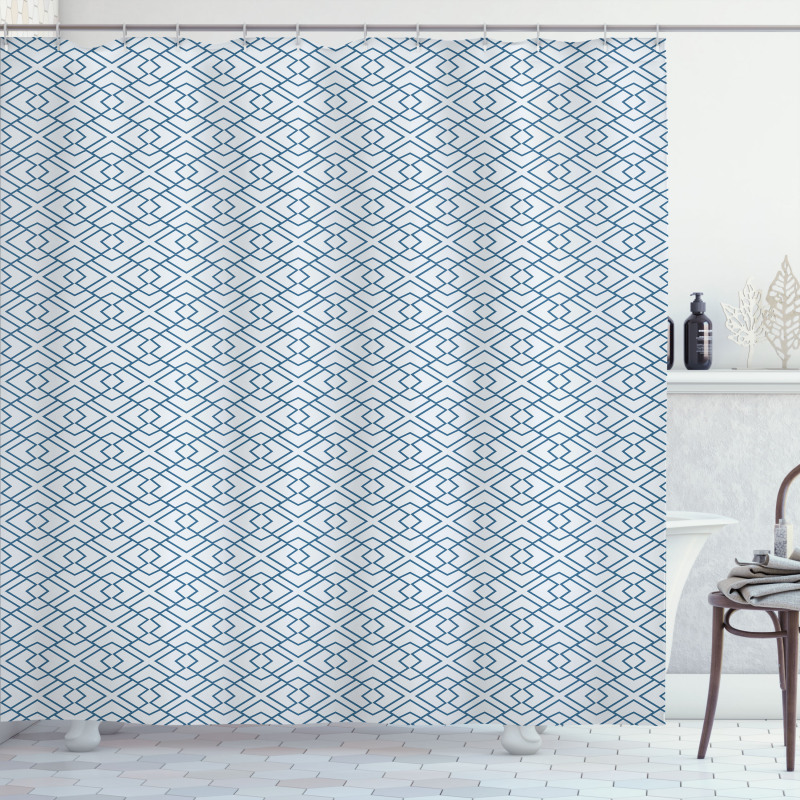 Retro Blue Blossoms Shower Curtain