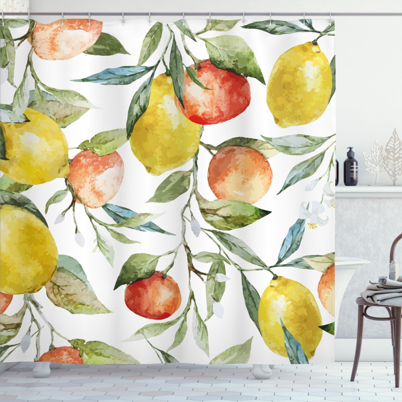 Orange Clementine Tree Shower Curtain