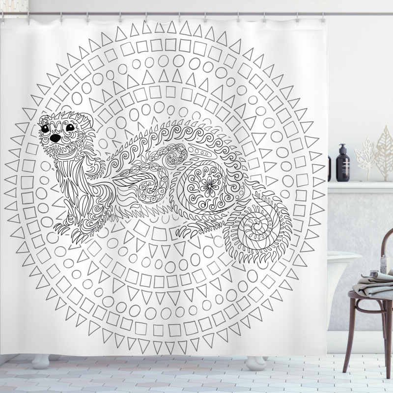 Squirrel Geometric Shower Curtain