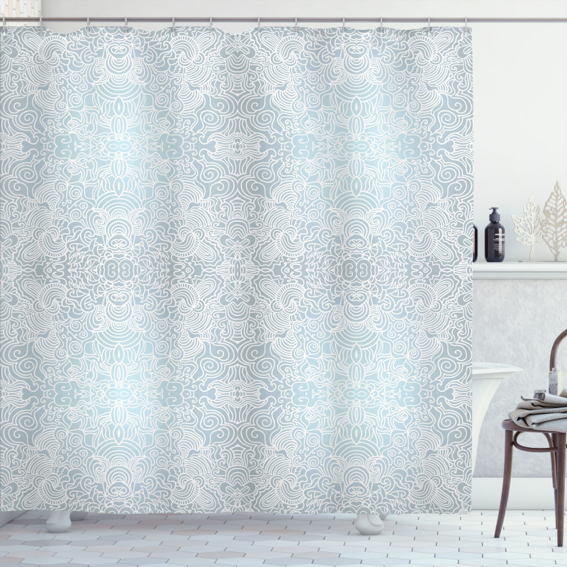 Swirled Floral Lines Shower Curtain