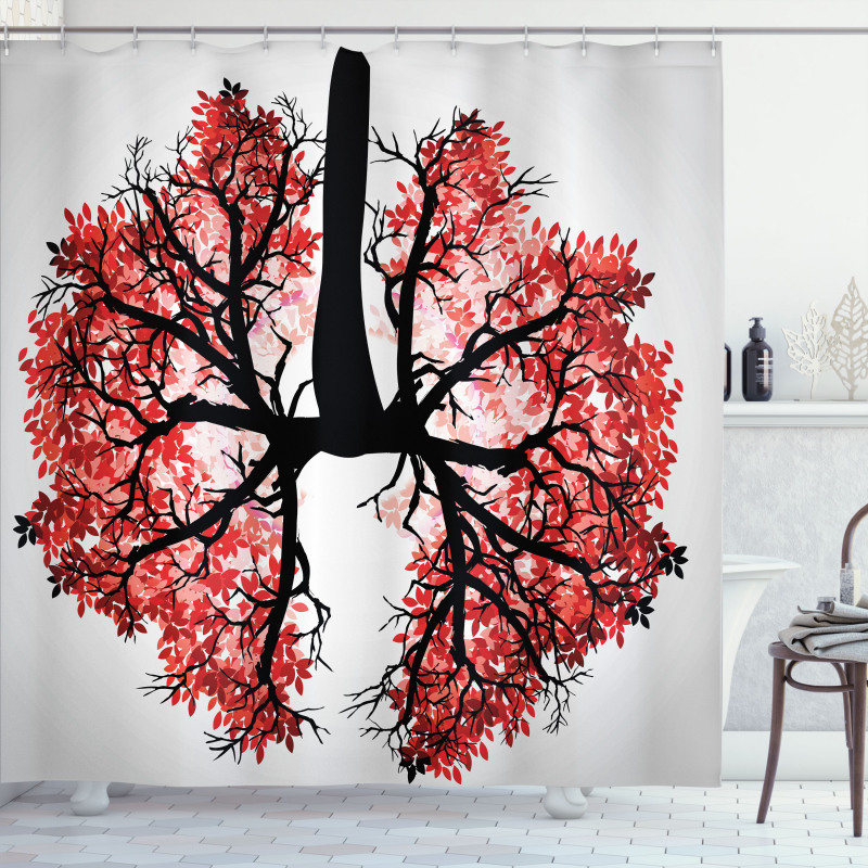 Human Lung Floral Healthy Shower Curtain