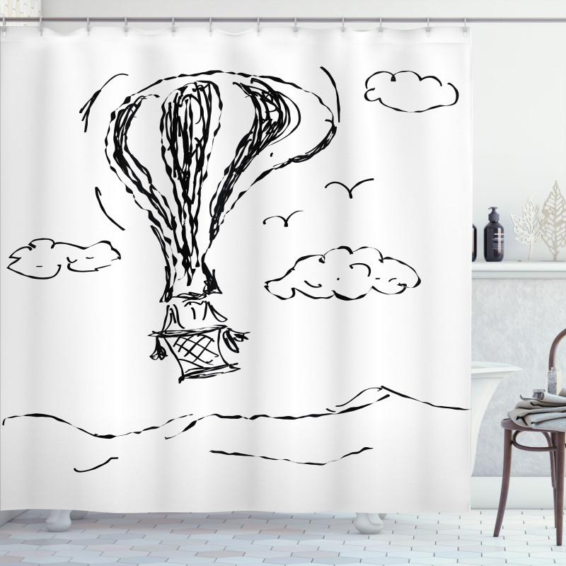 Hot Air Balloon Clouds Shower Curtain