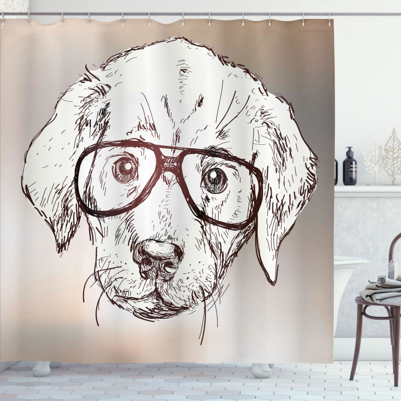 Hipster Puppy Glasses Shower Curtain