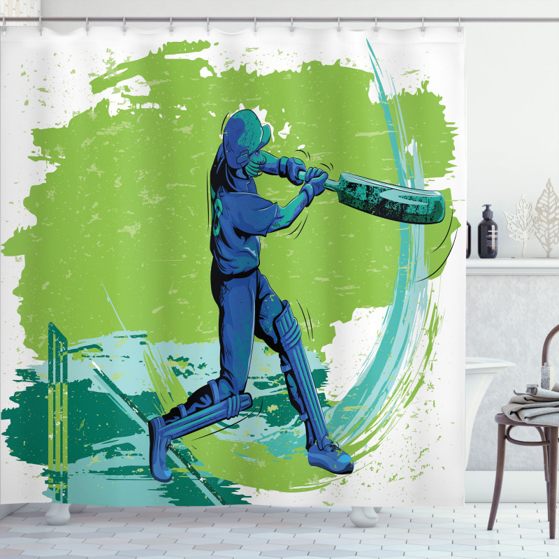 Cricket Player Pitching Shower Curtain