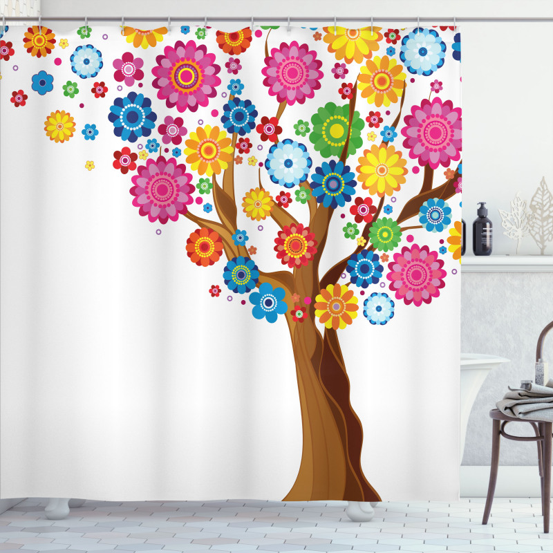 Tree Vibrant Blooms Shower Curtain