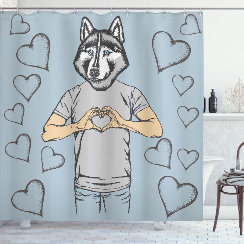 Dog Hearts Romantic Shower Curtain