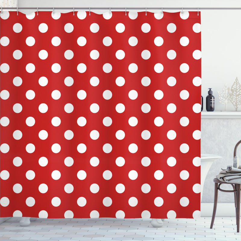 Polka Dots Circular Forms Shower Curtain