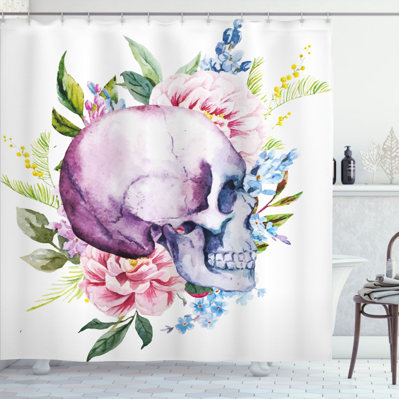 Abstract Skull Flowers Shower Curtain