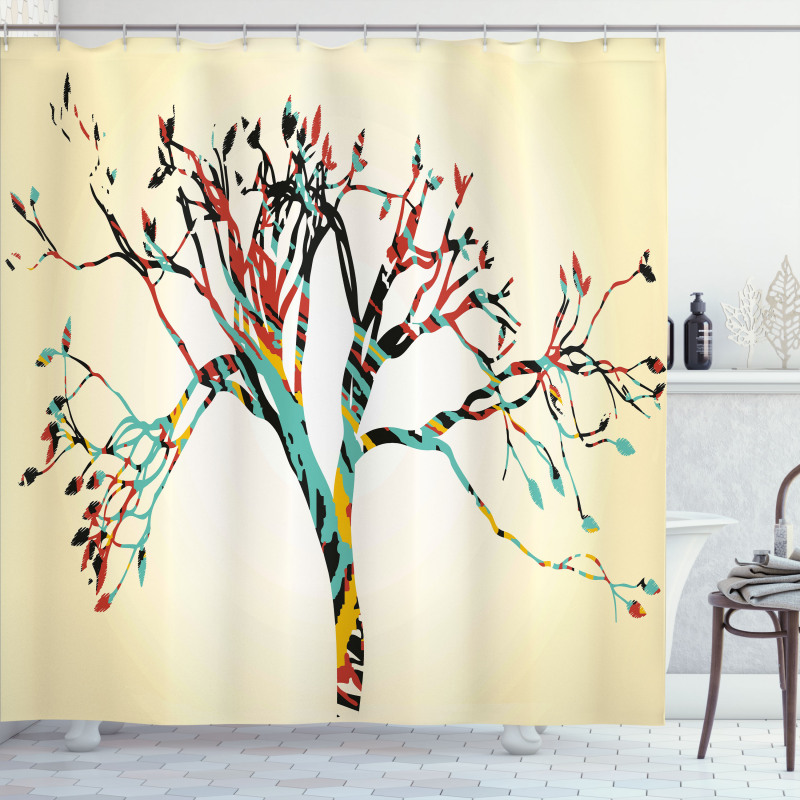 Abstract Colorful Tree Shower Curtain