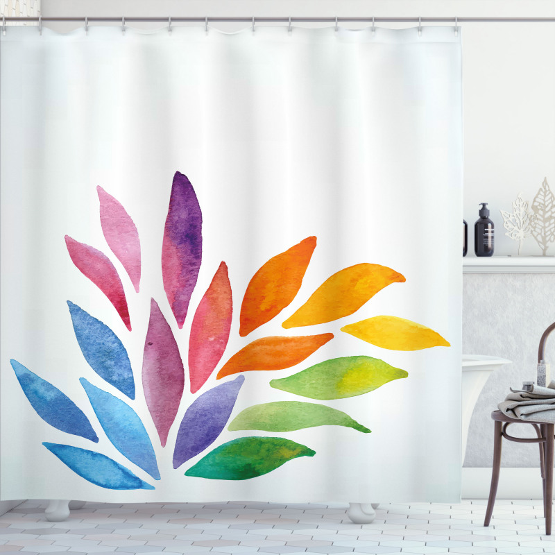 Rainbow Colored Flower Shower Curtain