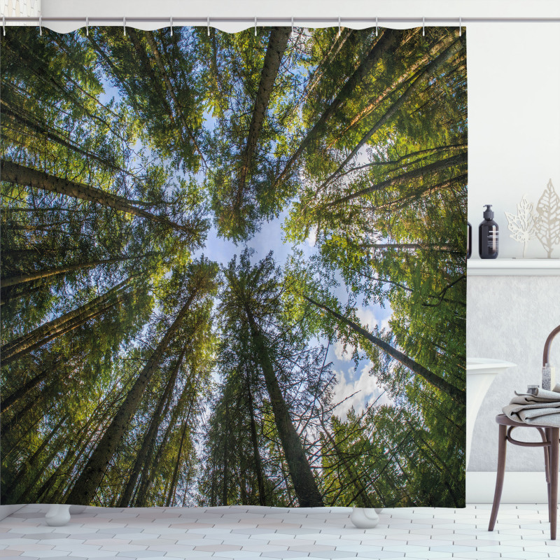 Jungle Moss Forest Trees Shower Curtain