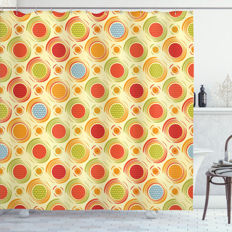 Colorful Dots Striped Shower Curtain