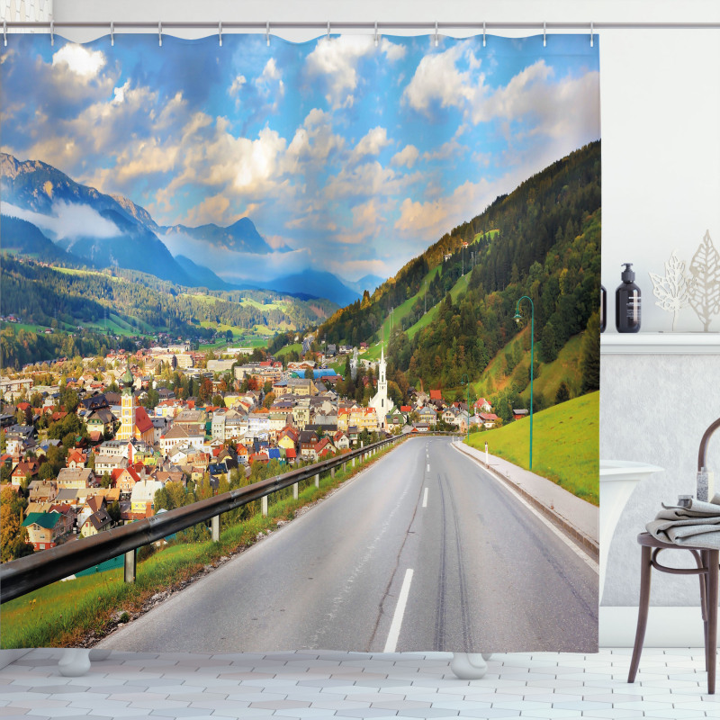 Road Alps Small Town Shower Curtain