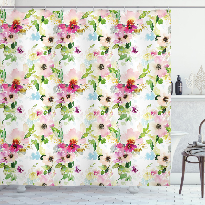 Spring Flowers Pastel Shower Curtain