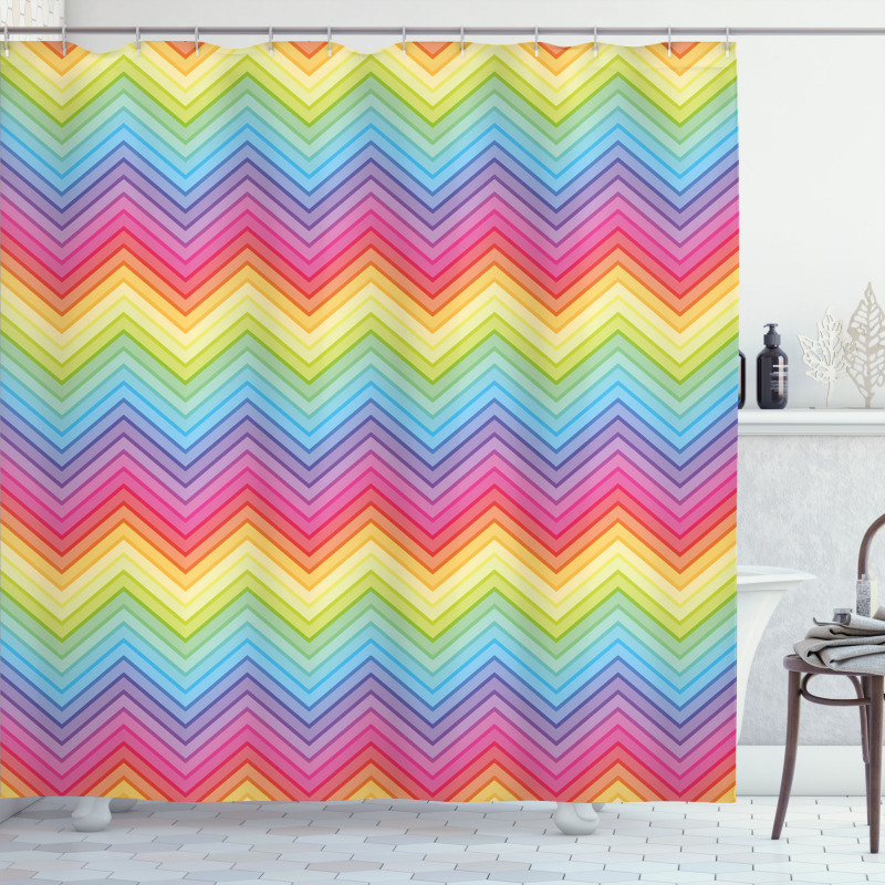 Colorful Vivid Chevron Shower Curtain