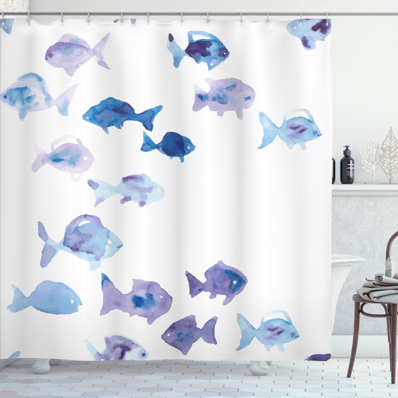 Watercolor Fishes Shower Curtain