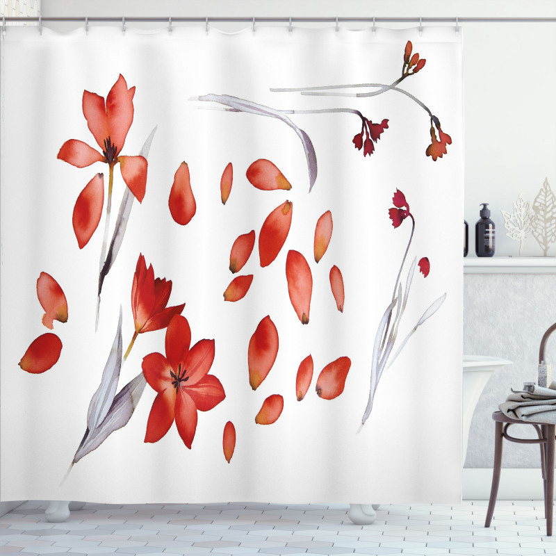 Autumn Flowers Petals Shower Curtain