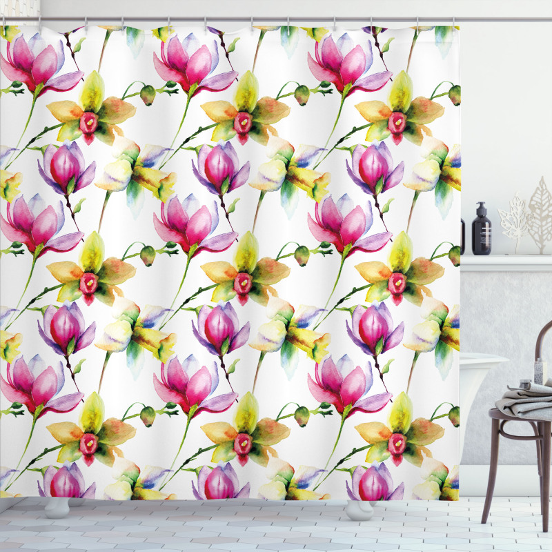 Vibrant Magnolia Flower Shower Curtain