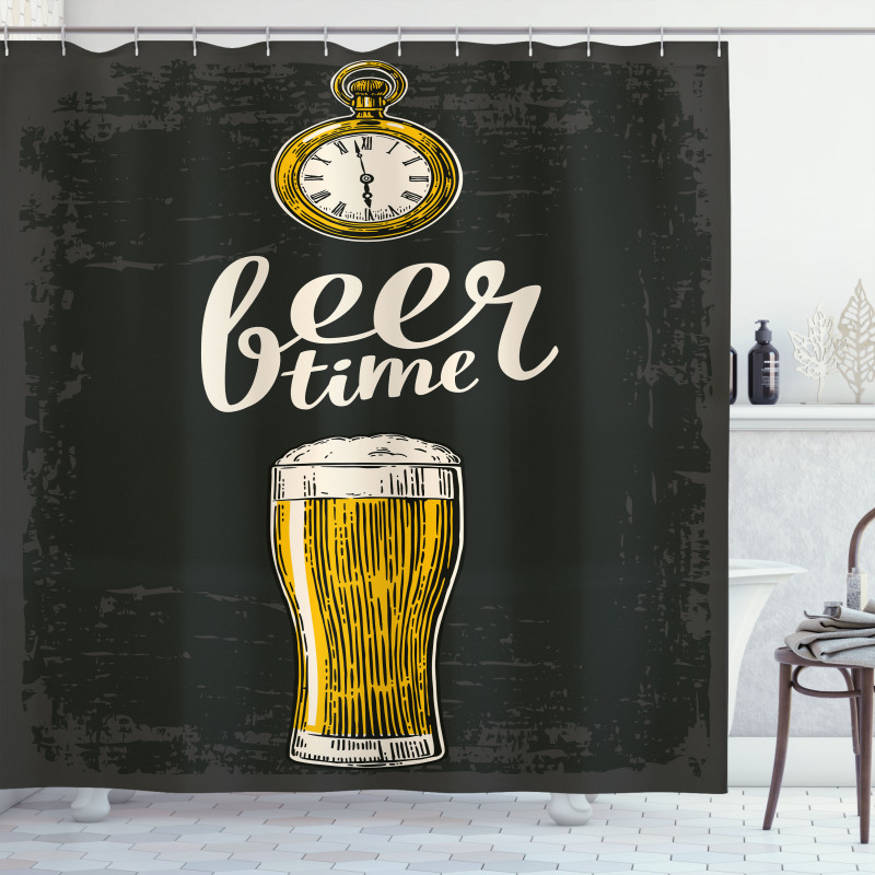 Beer Time and Old Watch Shower Curtain