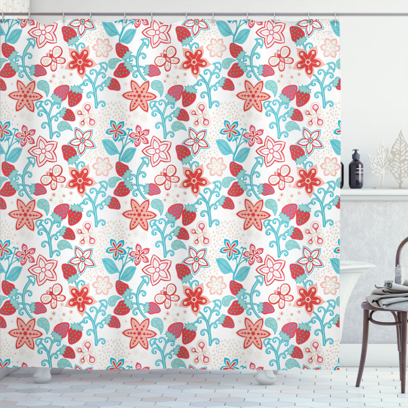 Flowers Berries Shower Curtain