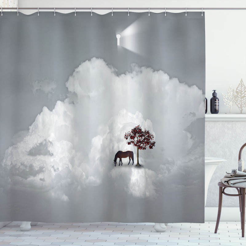 Horse Spring Tree Cloud Shower Curtain