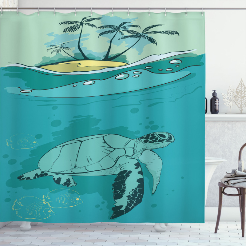 Sea Turtle Exotic Island Shower Curtain