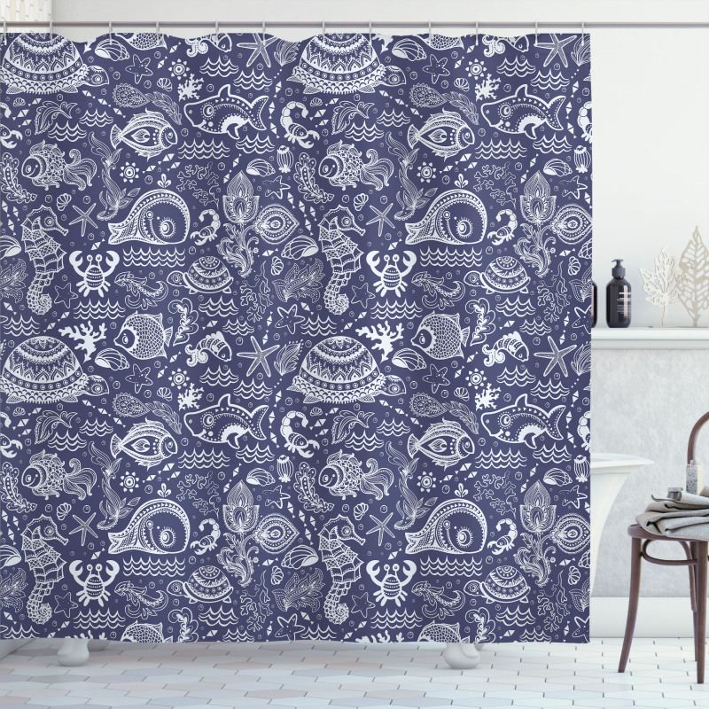 Shells and Plants Shower Curtain