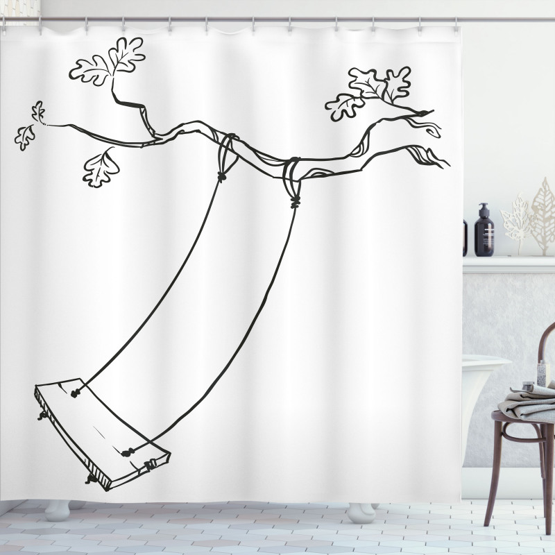Sketchy Tree Swing Joy Shower Curtain