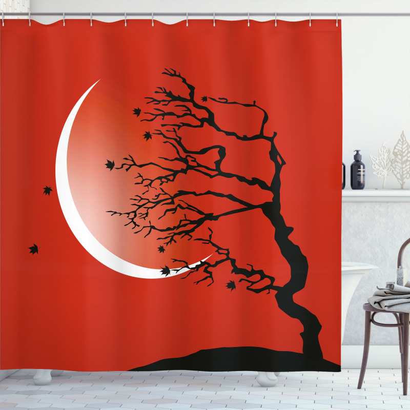 Digital Scene Tree Moon Shower Curtain